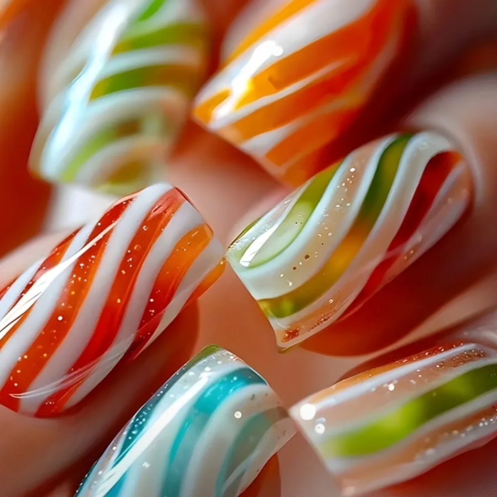 Candy Cane Nail Sticker Wraps